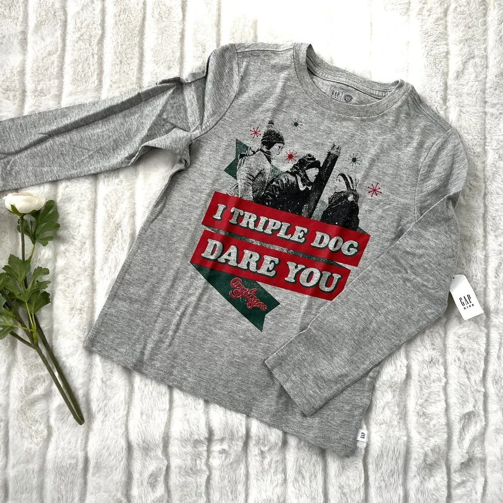 NWT Kids GAP Christmas Story T-Shirt (Gray) S / 6-7
